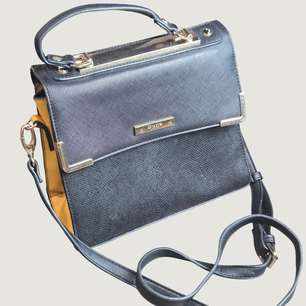 Dune London Black Yellow Two Tone Satchel Crossbody Bag Gold Hardware